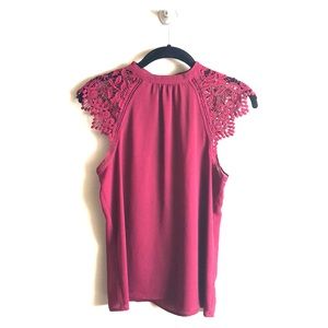 Express burgundy lace cap sleeve